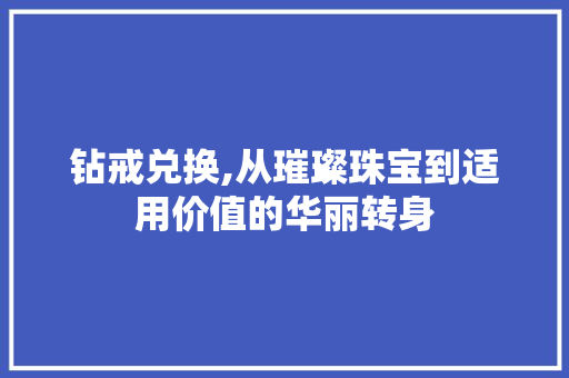 钻戒兑换,从璀璨珠宝到适用价值的华丽转身