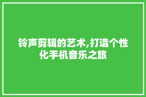 铃声剪辑的艺术,打造个性化手机音乐之旅 SEO教程