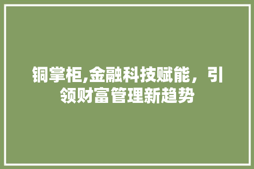 铜掌柜,金融科技赋能，引领财富管理新趋势