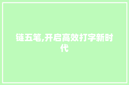 链五笔,开启高效打字新时代