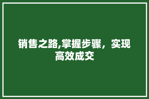 销售之路,掌握步骤，实现高效成交