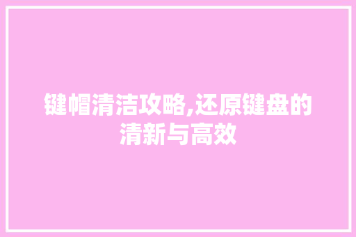 键帽清洁攻略,还原键盘的清新与高效