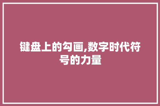 键盘上的勾画,数字时代符号的力量