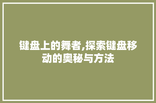 键盘上的舞者,探索键盘移动的奥秘与方法