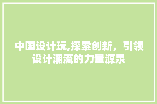 中国设计玩,探索创新，引领设计潮流的力量源泉