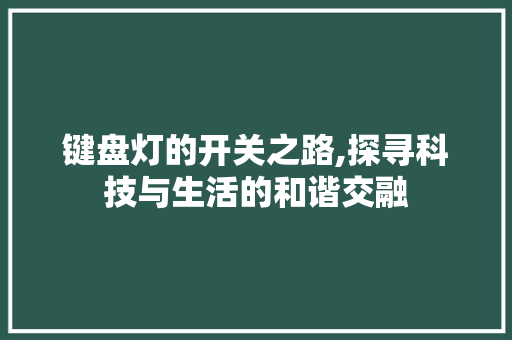 键盘灯的开关之路,探寻科技与生活的和谐交融