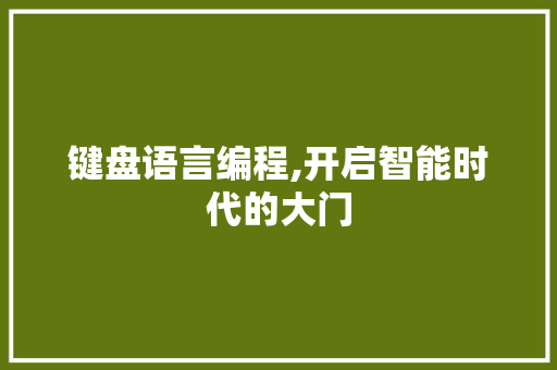 键盘语言编程,开启智能时代的大门 Web前端