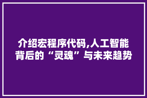 介绍宏程序代码,人工智能背后的“灵魂”与未来趋势