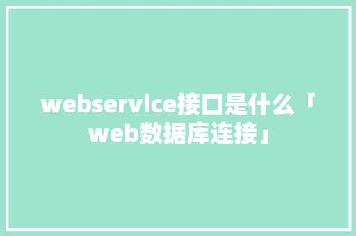 webservice接口是什么「web数据库连接」 WordPress教程