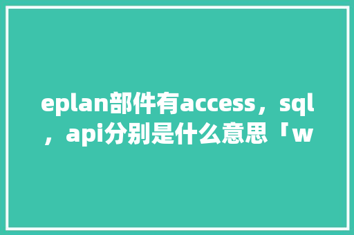 eplan部件有access，sql，api分别是什么意思「web访问数据库的步骤」 建站教程
