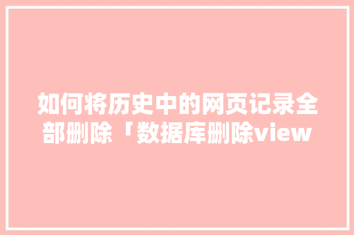 如何将历史中的网页记录全部删除「数据库删除view」