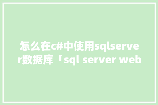 怎么在c#中使用sqlserver数据库「sql server web」