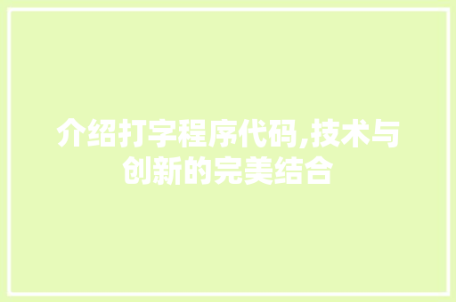 介绍打字程序代码,技术与创新的完美结合