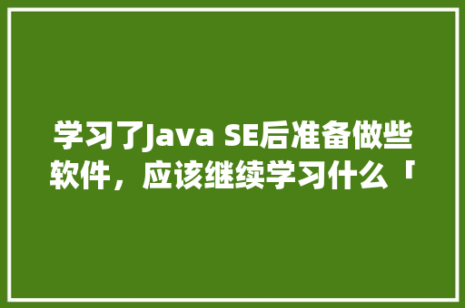 学习了Java SE后准备做些软件，应该继续学习什么「web json」 Web前端