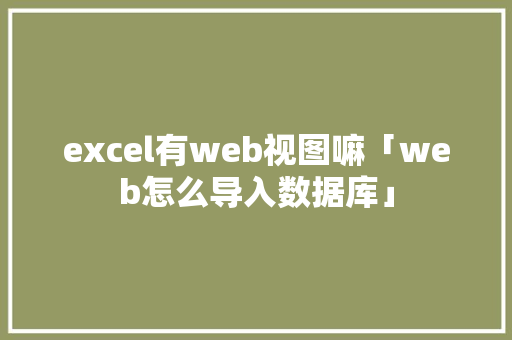 excel有web视图嘛「web怎么导入数据库」
