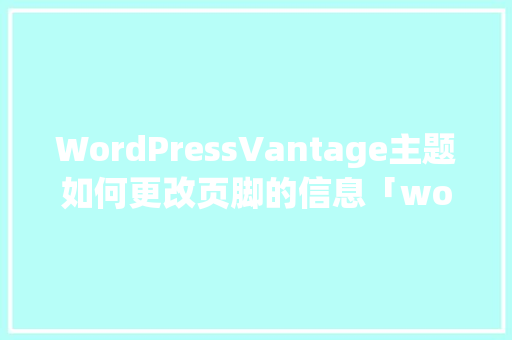 WordPressVantage主题如何更改页脚的信息「wordpress主题divi」