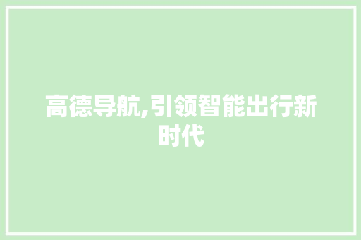 高德导航,引领智能出行新时代