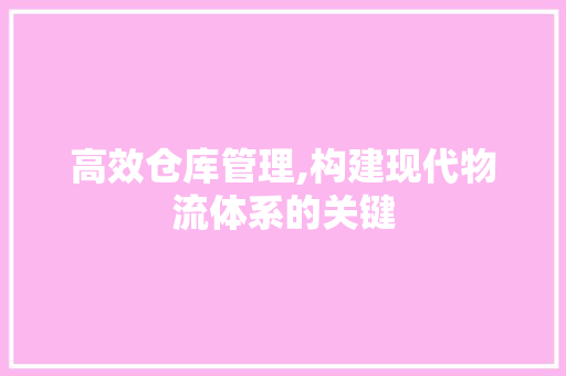 高效仓库管理,构建现代物流体系的关键