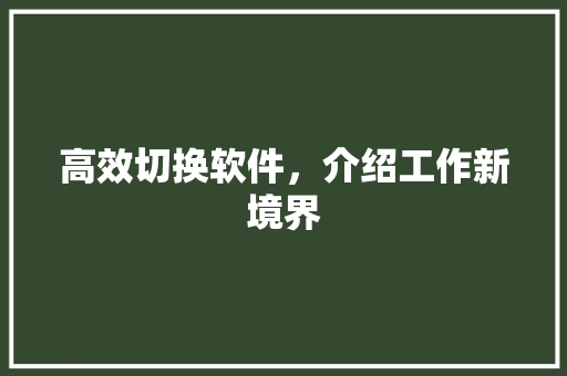 高效切换软件，介绍工作新境界