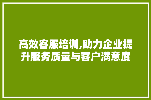 高效客服培训,助力企业提升服务质量与客户满意度