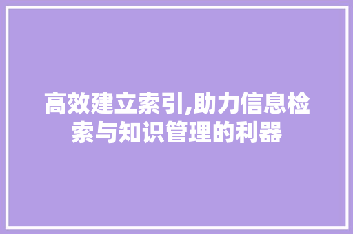 高效建立索引,助力信息检索与知识管理的利器