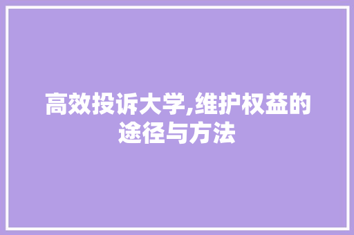 高效投诉大学,维护权益的途径与方法 SEO教程