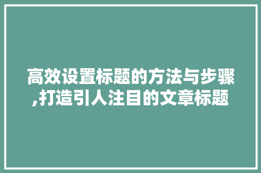 高效设置标题的方法与步骤,打造引人注目的文章标题 友链在线