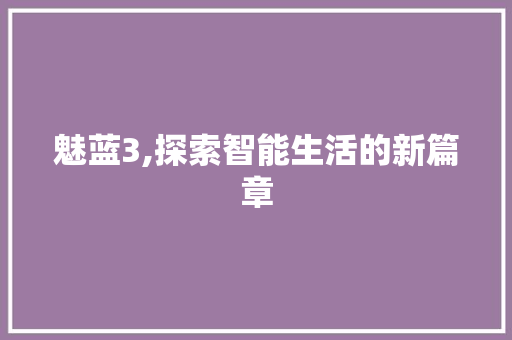 魅蓝3,探索智能生活的新篇章
