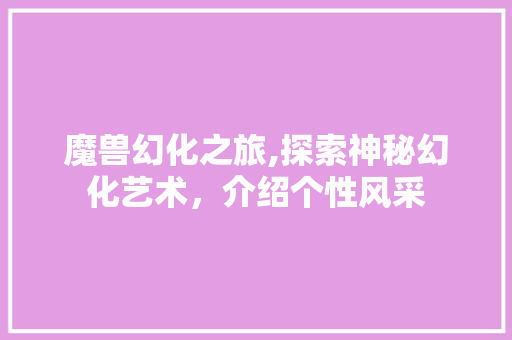 魔兽幻化之旅,探索神秘幻化艺术，介绍个性风采