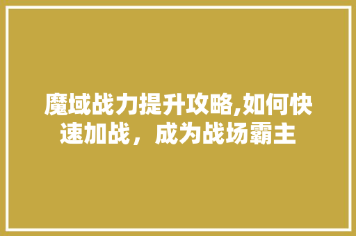 魔域战力提升攻略,如何快速加战，成为战场霸主 服务器/数据库