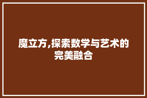 魔立方,探索数学与艺术的完美融合