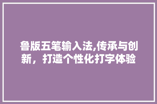 鲁版五笔输入法,传承与创新，打造个性化打字体验