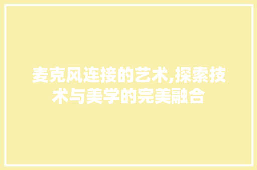 麦克风连接的艺术,探索技术与美学的完美融合 Web前端