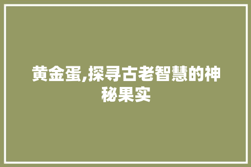 黄金蛋,探寻古老智慧的神秘果实