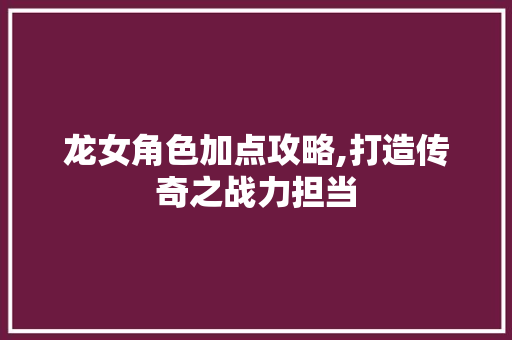 龙女角色加点攻略,打造传奇之战力担当