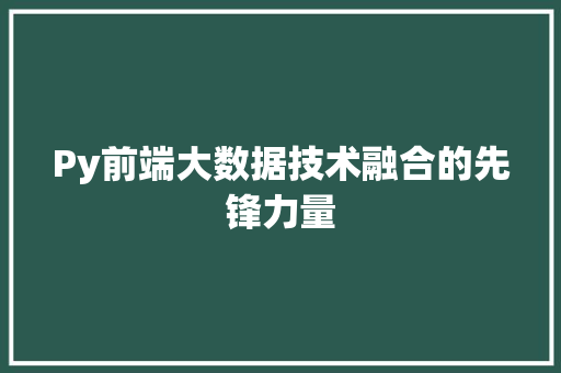 Py前端大数据技术融合的先锋力量