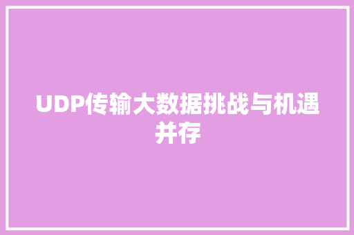 UDP传输大数据挑战与机遇并存