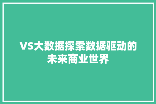 VS大数据探索数据驱动的未来商业世界