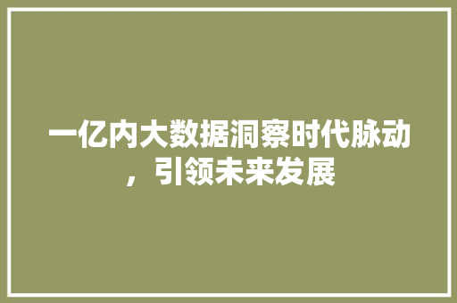 一亿内大数据洞察时代脉动，引领未来发展