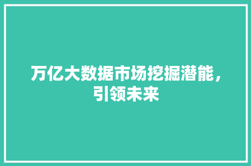 万亿大数据市场挖掘潜能，引领未来