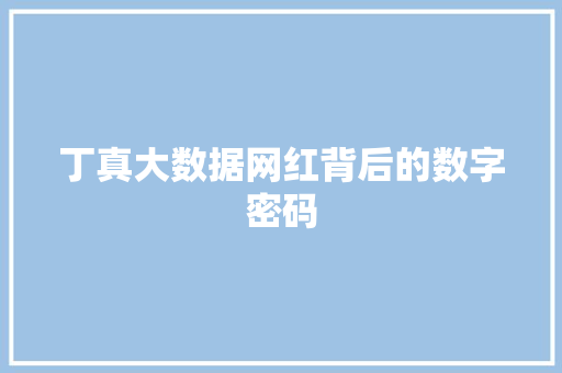 丁真大数据网红背后的数字密码