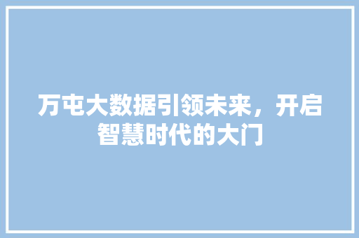 万屯大数据引领未来，开启智慧时代的大门
