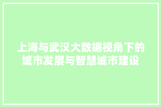 上海与武汉大数据视角下的城市发展与智慧城市建设