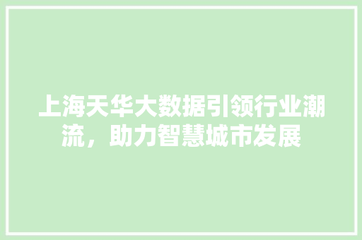 上海天华大数据引领行业潮流，助力智慧城市发展 友链在线