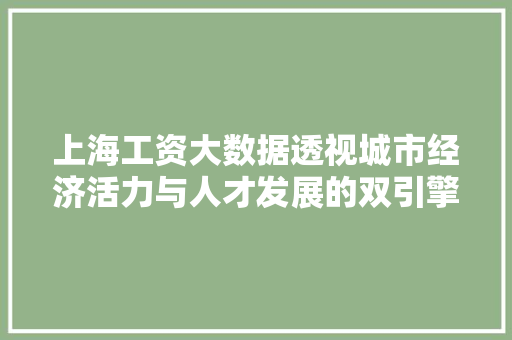 上海工资大数据透视城市经济活力与人才发展的双引擎