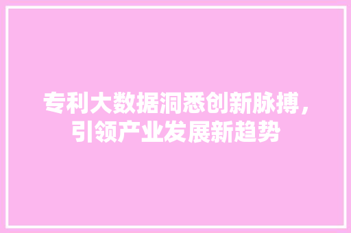 专利大数据洞悉创新脉搏，引领产业发展新趋势 友链在线