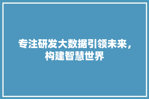 专注研发大数据引领未来，构建智慧世界 Web前端