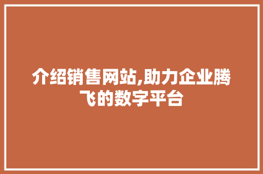 介绍销售网站,助力企业腾飞的数字平台