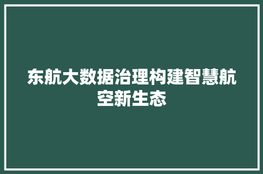 东航大数据治理构建智慧航空新生态