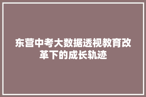 东营中考大数据透视教育改革下的成长轨迹